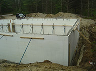 Cement in basement level of Insulated Concrete Forms